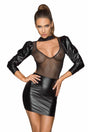 Wetlook Minikleid mit Tüll – Noir Handmade F201