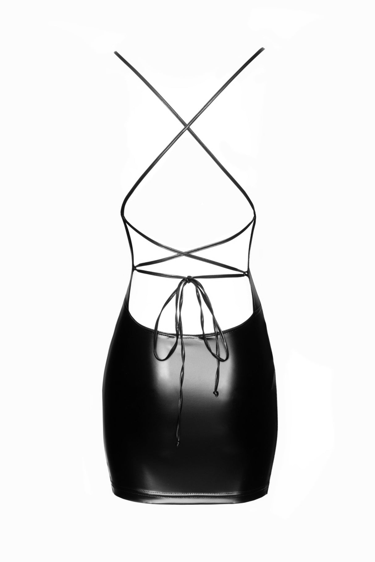 Noir Handmade Powerwetlook Minikleid mit Schnürrung F252