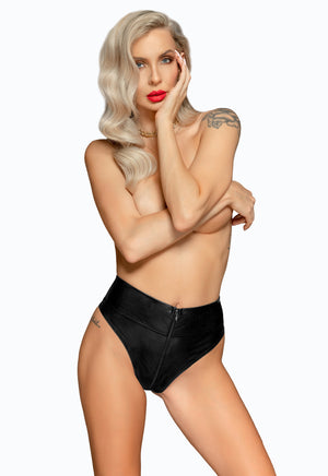 Noir Handmade Noir Handmade | Snake Wetlook Panty mit Reißverschluss F276