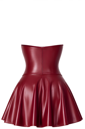 Wetlook Minikleid Damen Bordeaux mit Korsett – Noir Handmade, Rückansicht