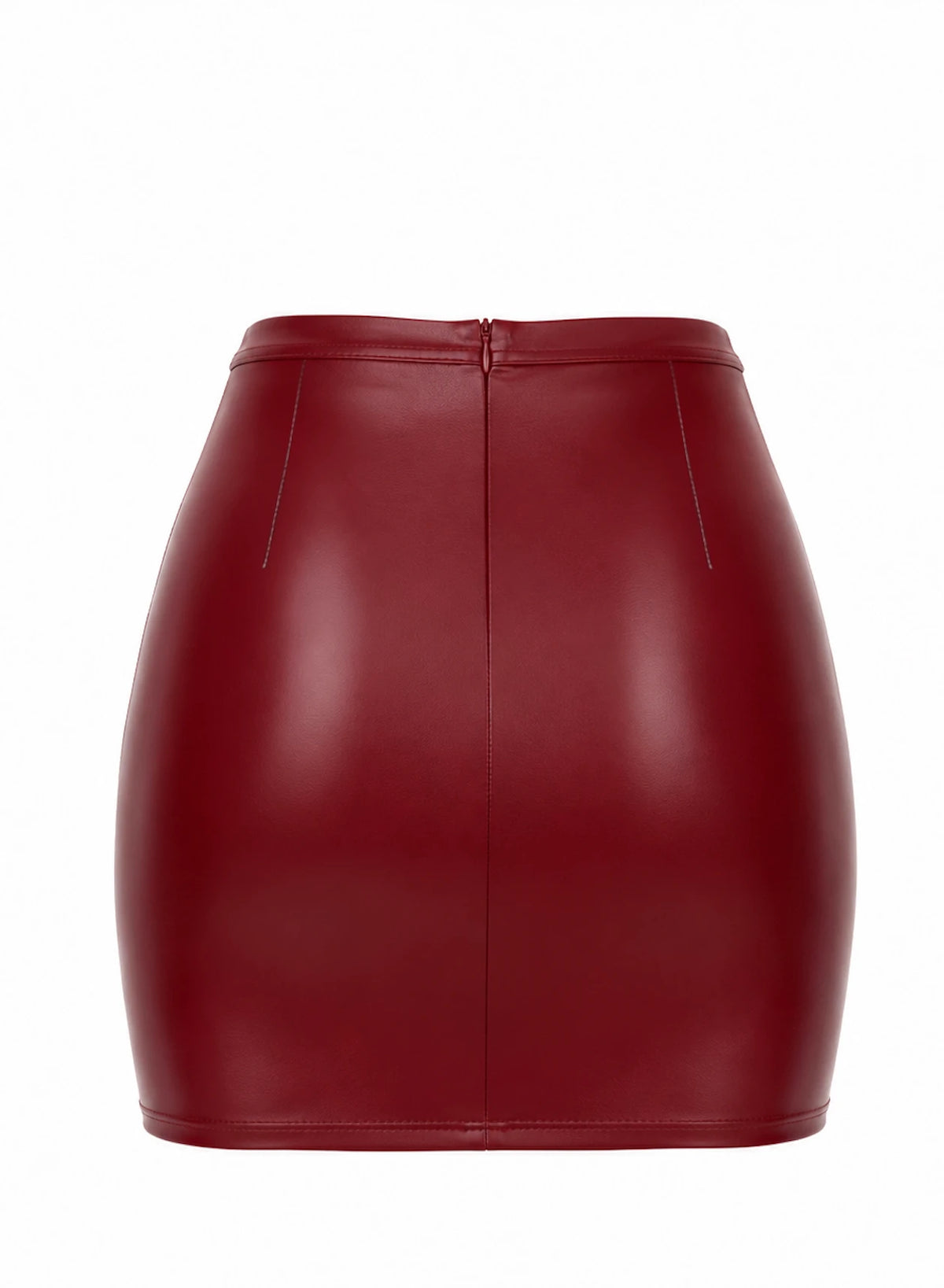 Wetlook Minirock Damen Bordeaux – Noir Handmade, Rückansicht ohne Model