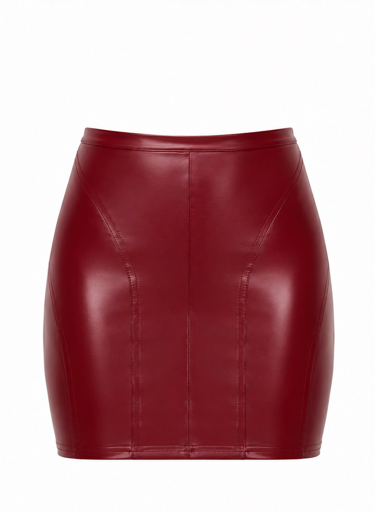 Wetlook Minirock Damen Bordeaux – Noir Handmade, Vorderansicht ohne Model
