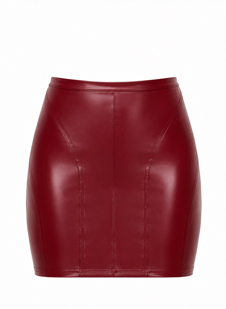Wetlook Minirock Damen Bordeaux – Noir Handmade, Vorderansicht ohne Model
