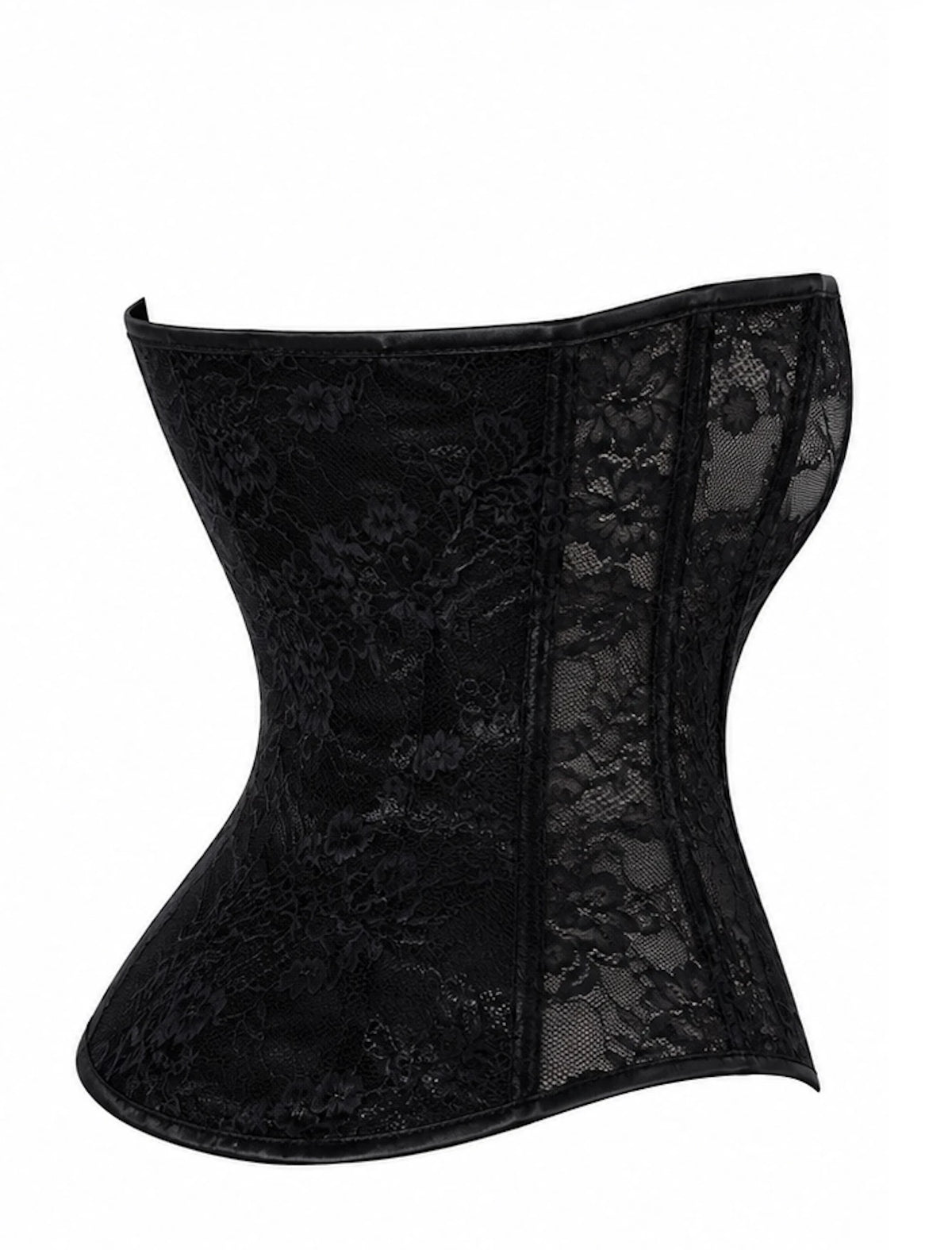 Spitzen Korsett Damen Schwarz trägerlos – Noir Handmade, Rückansicht ohne Model