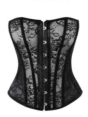 Spitzen Korsett Damen Schwarz trägerlos – Noir Handmade, Vorderansicht ohne Model