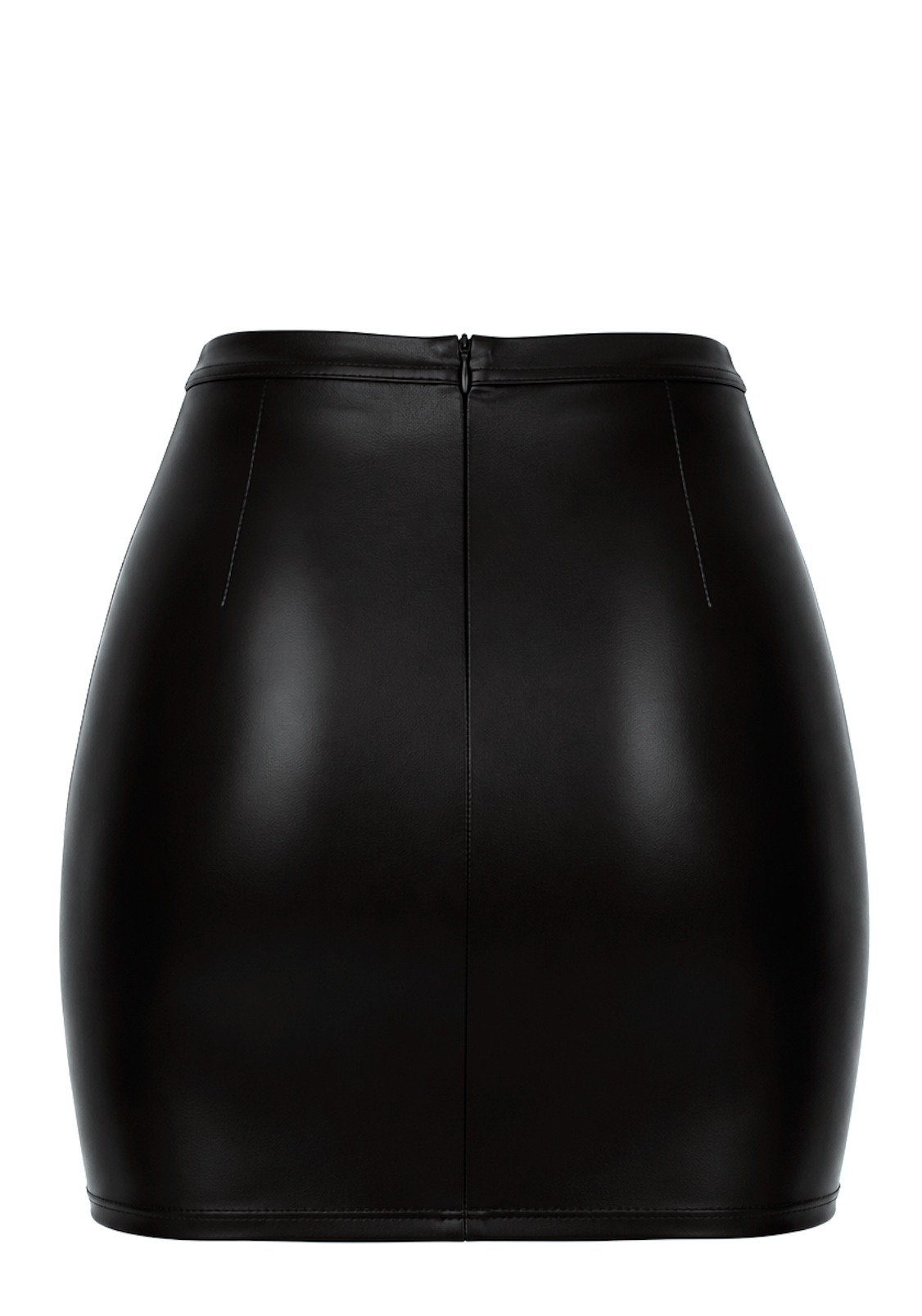 Wetlook Minirock Damen Schwarz – Noir Handmade, Rückansicht ohne Model