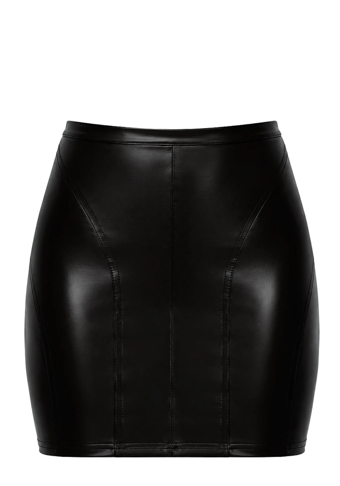 Wetlook Minirock Damen Schwarz – Noir Handmade, Vorderansicht ohne Model
