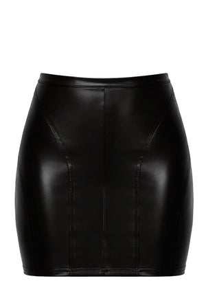 Wetlook Minirock Damen Schwarz – Noir Handmade, Vorderansicht ohne Model