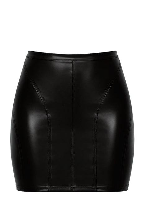 Wetlook Minirock Damen Schwarz – Noir Handmade, Vorderansicht ohne Model