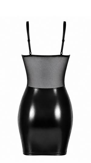 Wetlook Minikleid Damen Schwarz mit Schnürung – Noir Handmade, Rückansicht ohne Model