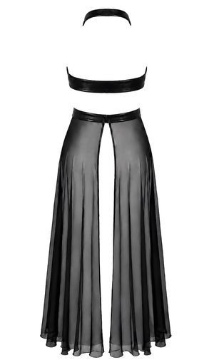 Tüll Maxikleid Damen Schwarz mit Neckholder – Noir Handmade, Rückansicht ohne Model