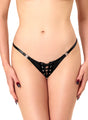 Wetlook String Damen Schwarz mit Schnürung – Noir Handmade, Vorderansicht