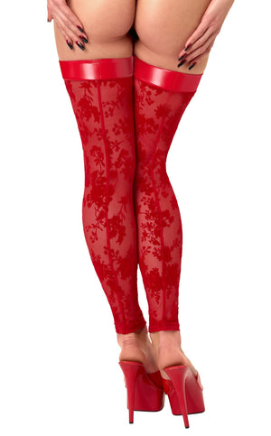 Tüll Strümpfe Damen Rot ohne Fuss – Noir Handmade, Rückansicht