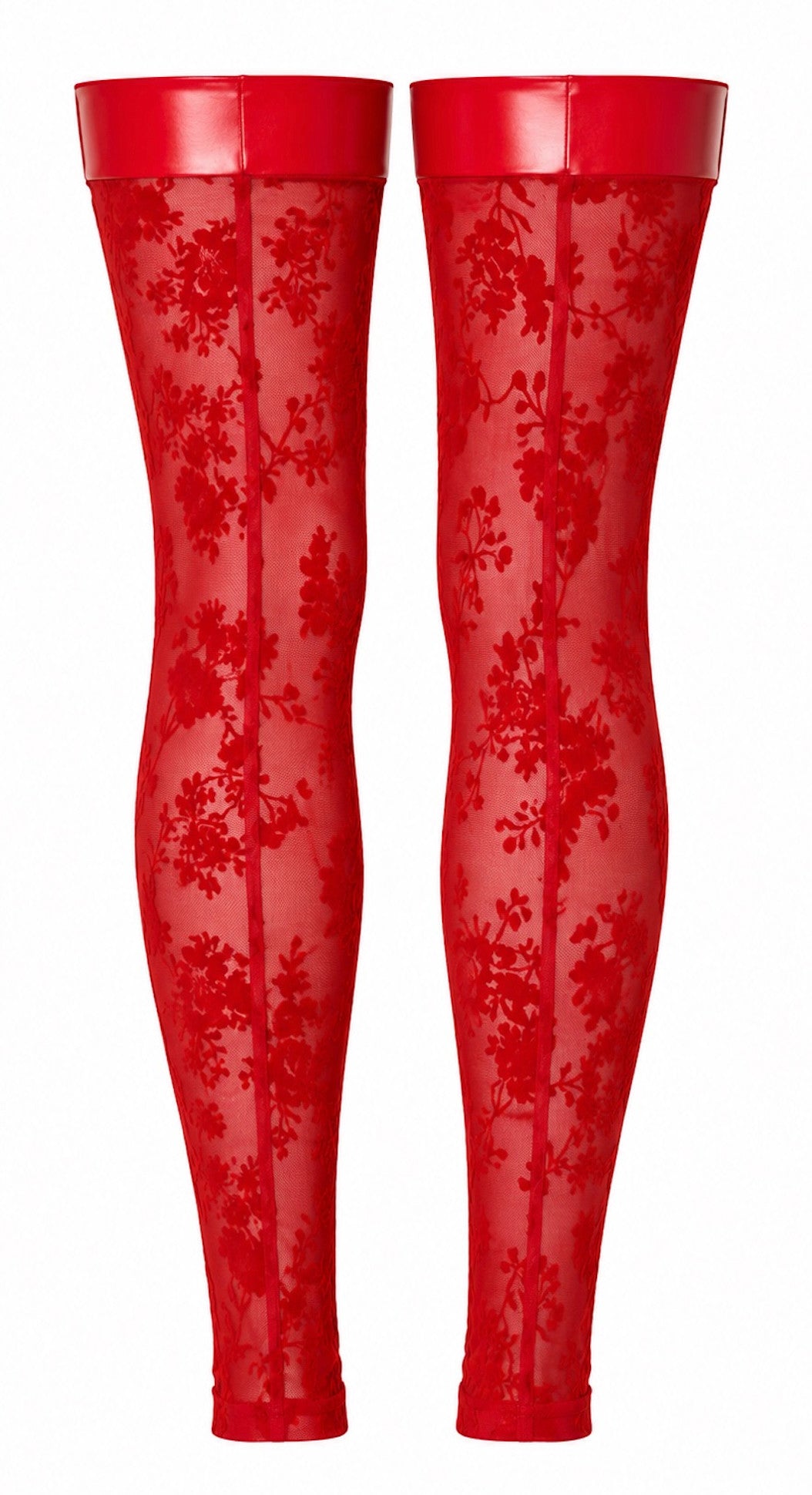 Tüll Strümpfe Damen Rot ohne Fuss – Noir Handmade, Rückansicht ohne Model