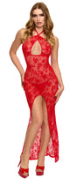 Tüll Maxikleid Damen Rot rückenfrei – Noir Handmade, Vorderansicht