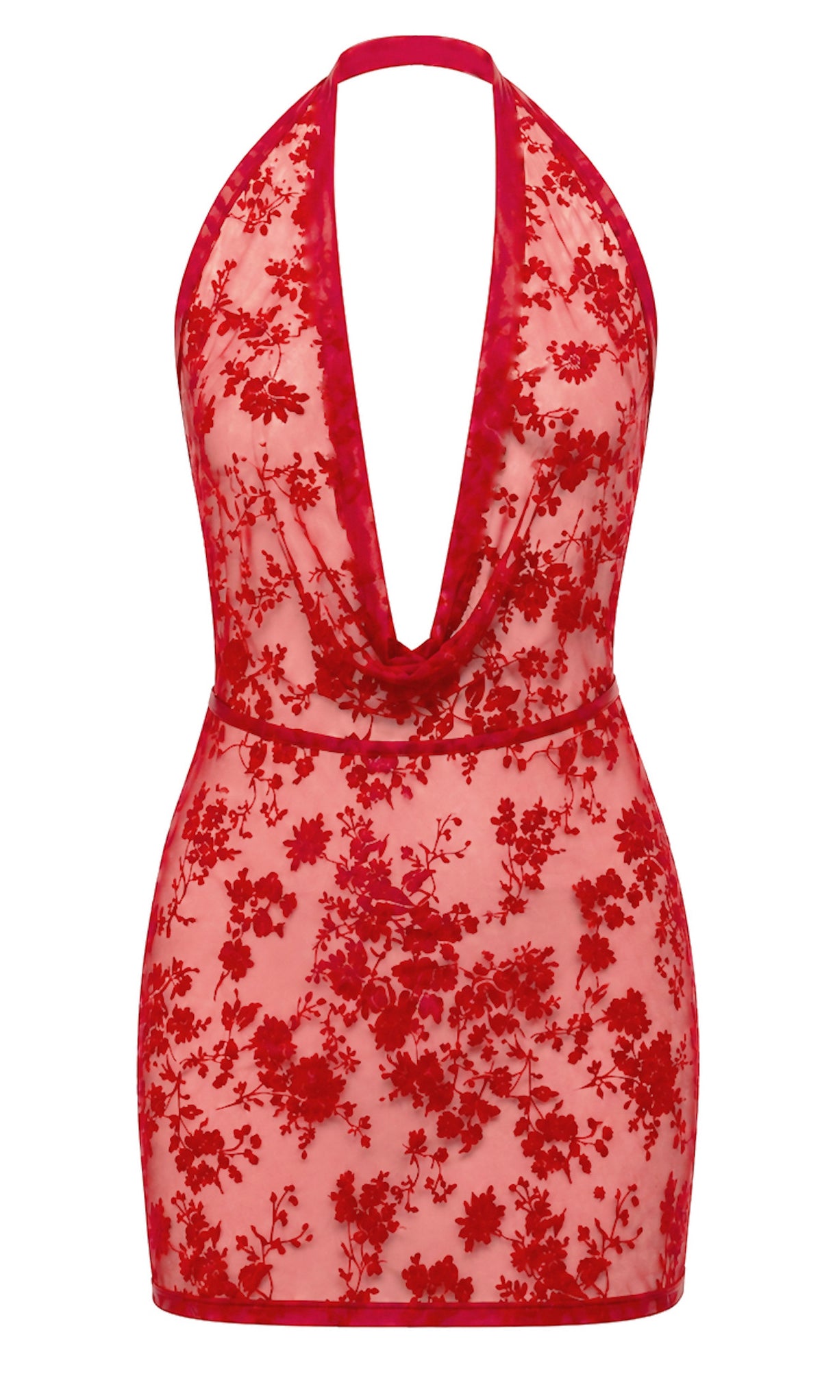 Tüll Minikleid Damen Rot rückenfrei – Noir Handmade, Vorderansicht ohne Model