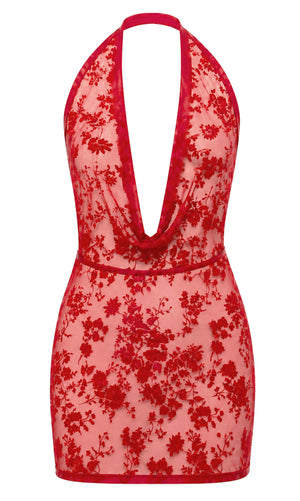 Tüll Minikleid Damen Rot rückenfrei – Noir Handmade, Vorderansicht ohne Model