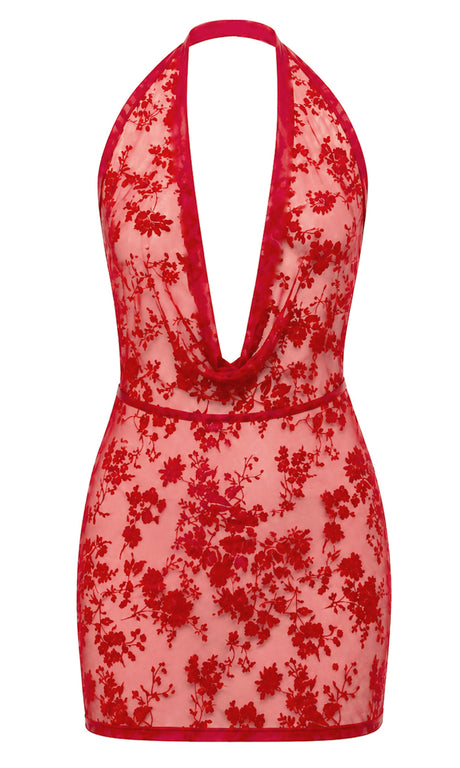 Tüll Minikleid Damen Rot rückenfrei – Noir Handmade, Vorderansicht ohne Model