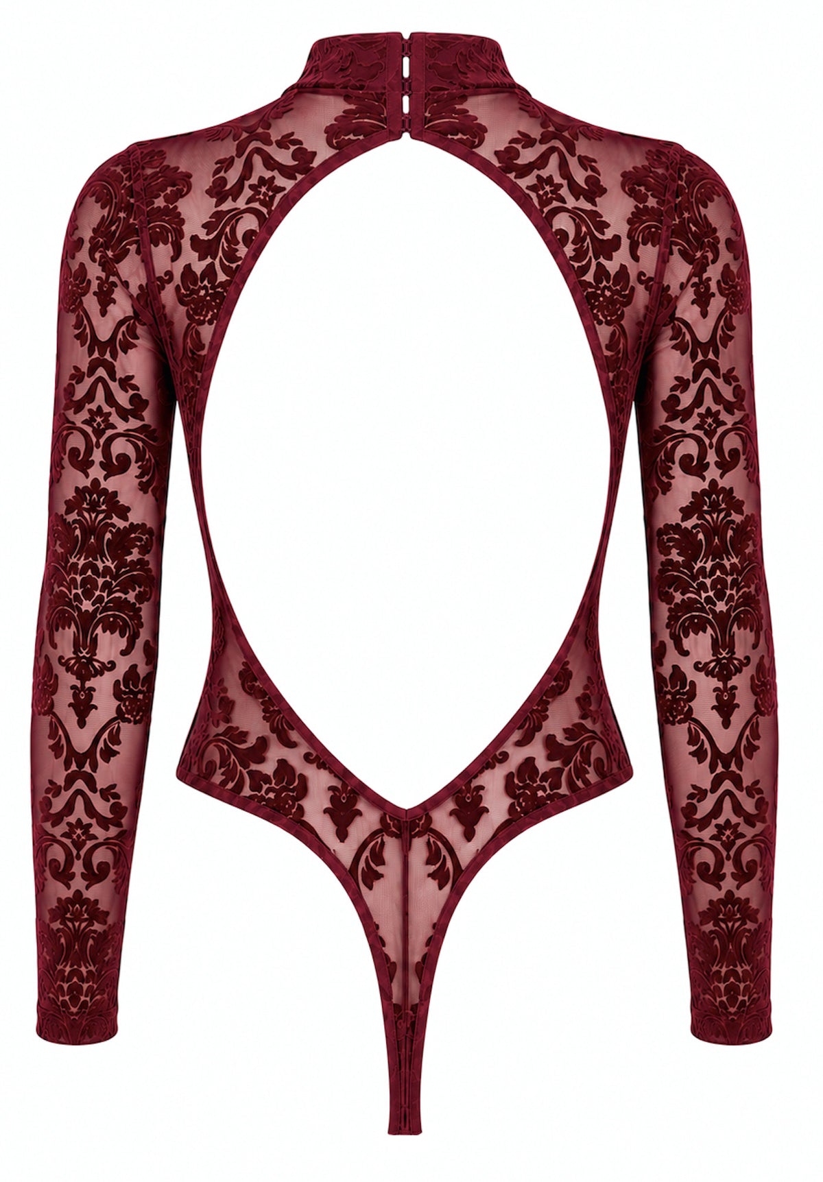 Tüll Body Damen Bordeaux rückenfrei – Noir Handmade, Rückansicht ohne Model