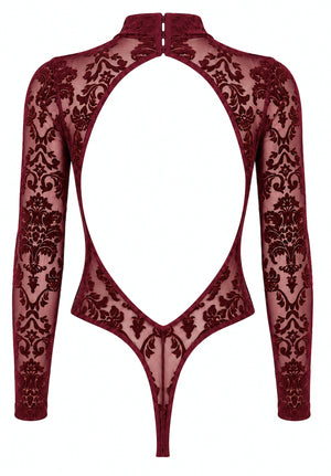 Tüll Body Damen Bordeaux rückenfrei – Noir Handmade, Rückansicht ohne Model