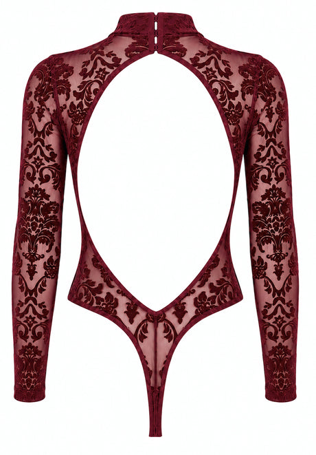 Tüll Body Damen Bordeaux rückenfrei – Noir Handmade, Rückansicht ohne Model