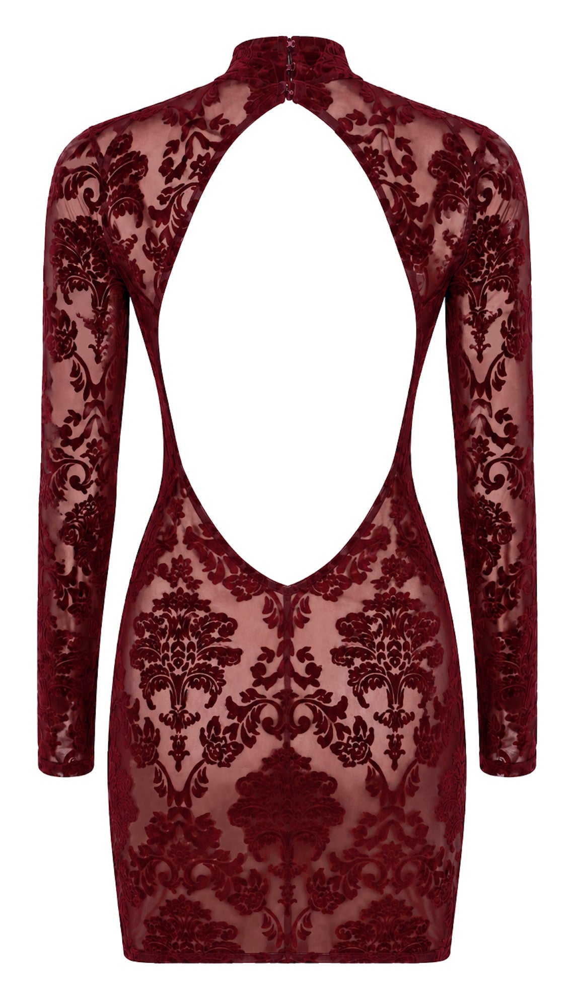 Tüll Minikleid Damen Bordeaux rückenfrei – Noir Handmade, Rückansicht ohne Model