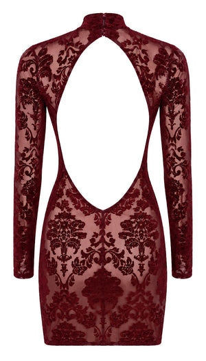 Tüll Minikleid Damen Bordeaux rückenfrei – Noir Handmade, Rückansicht ohne Model