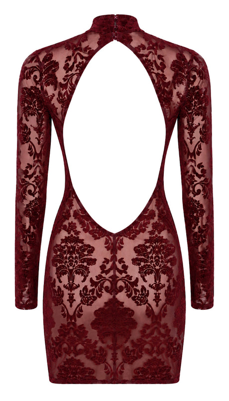 Tüll Minikleid Damen Bordeaux rückenfrei – Noir Handmade, Rückansicht ohne Model