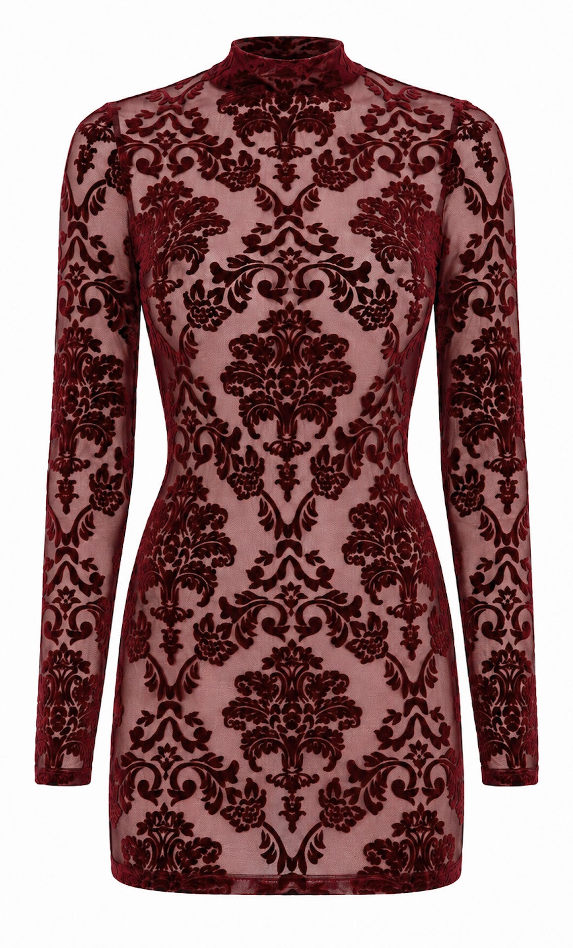 Tüll Minikleid Damen Bordeaux rückenfrei – Noir Handmade, Vorderansicht ohne Model
