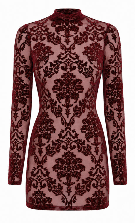 Tüll Minikleid Damen Bordeaux rückenfrei – Noir Handmade, Vorderansicht ohne Model