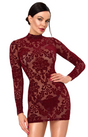 Tüll Minikleid Damen Bordeaux rückenfrei – Noir Handmade, Vorderansicht
