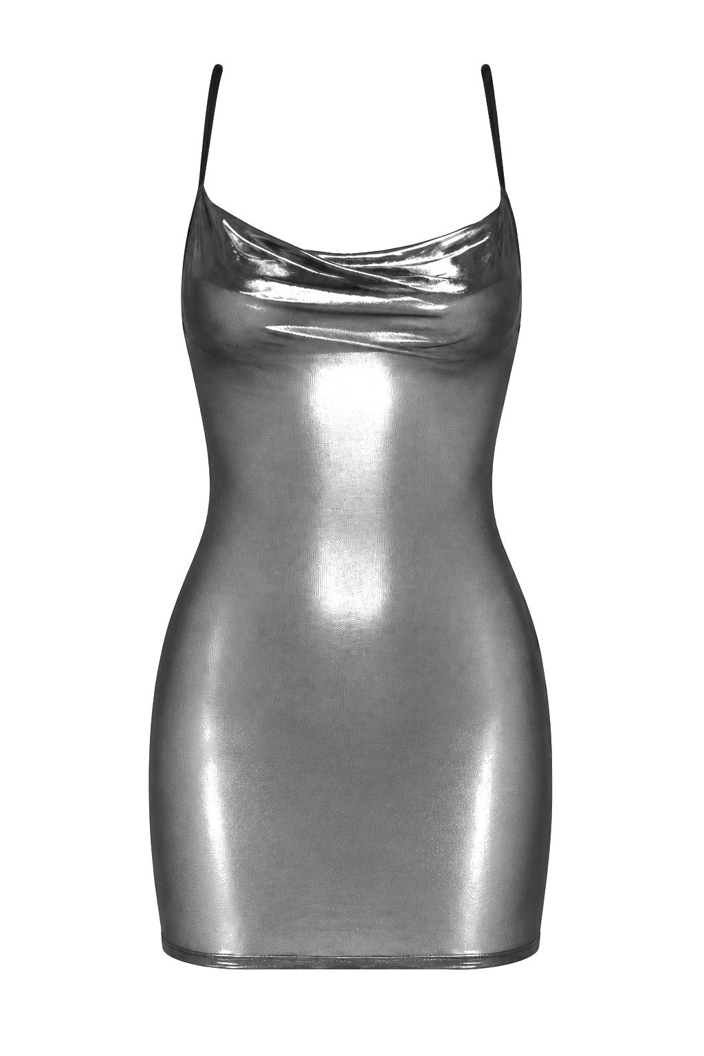 Tüll Minikleid Damen Silber mit Kreuzträgern – Noir Handmade, Vorderansicht