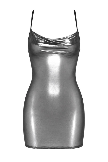 Tüll Minikleid Damen Silber mit Kreuzträgern – Noir Handmade, Vorderansicht