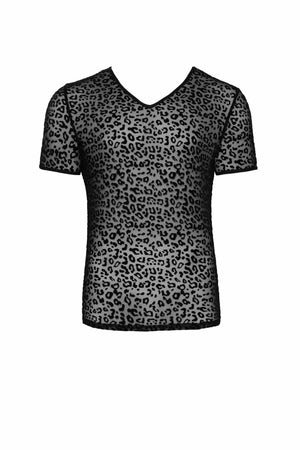 Noir Handmade for Men Herren T-Shirt Leopard Flock H071