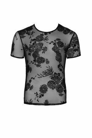 Noir Handmade for Men Herren Flower Flock T-Shirt - Noir Handmade