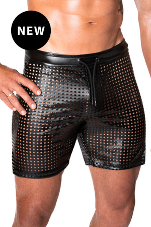 Schwarze Wetlook Shorts H077