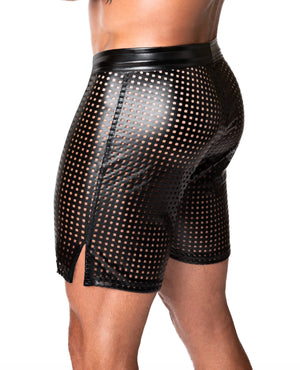 Schwarze Wetlook Shorts H077