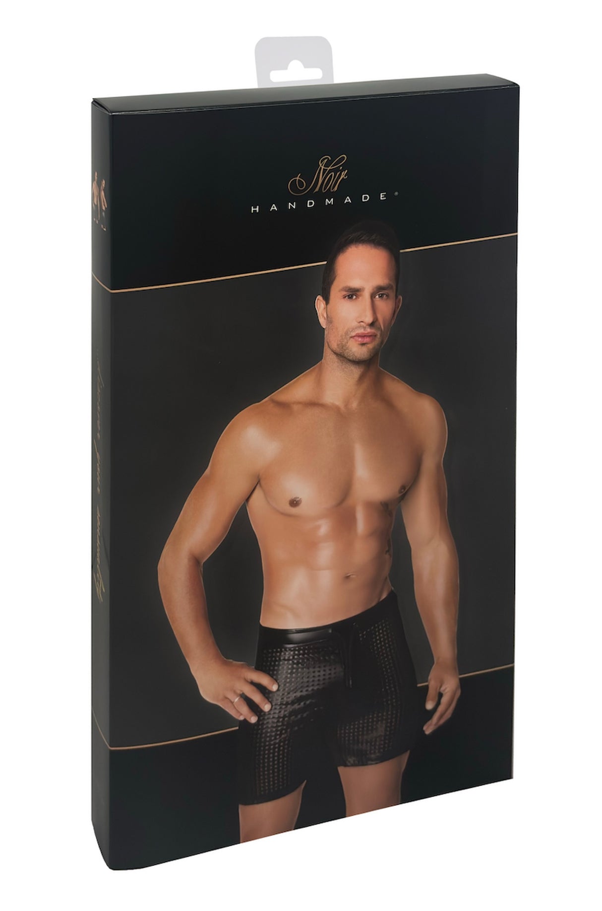 Schwarze Wetlook Shorts H077