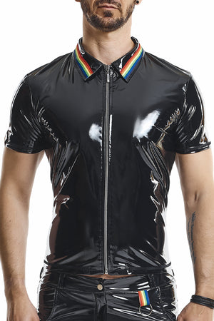 PVC Herren Polo Shirt "Remigio" schwarz - Regnes Fetish Planet