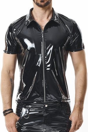 PVC Herren Polo Shirt "Rocco" schwarz - Regnes Fetish Planet