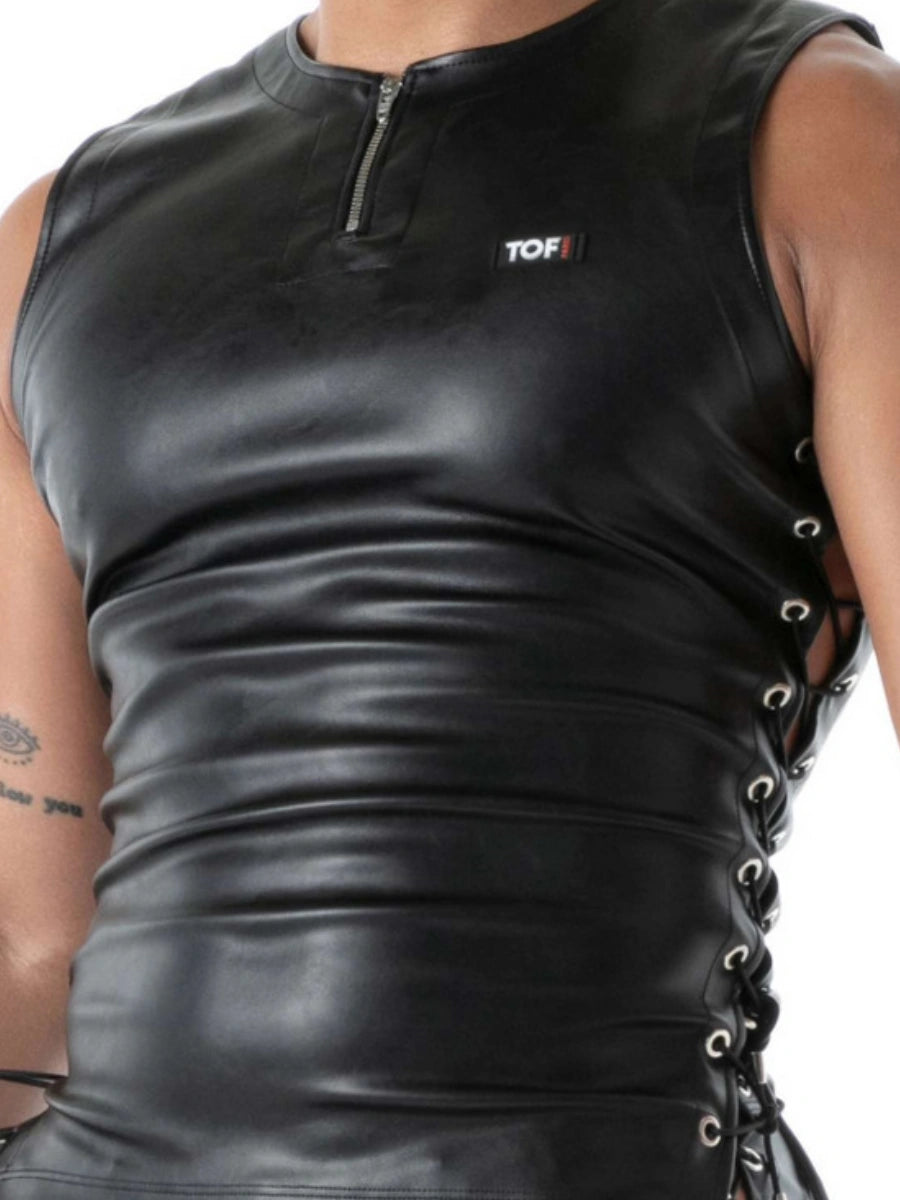 Kinky geschnürtes Tank-Top Schwarz – TOF Paris