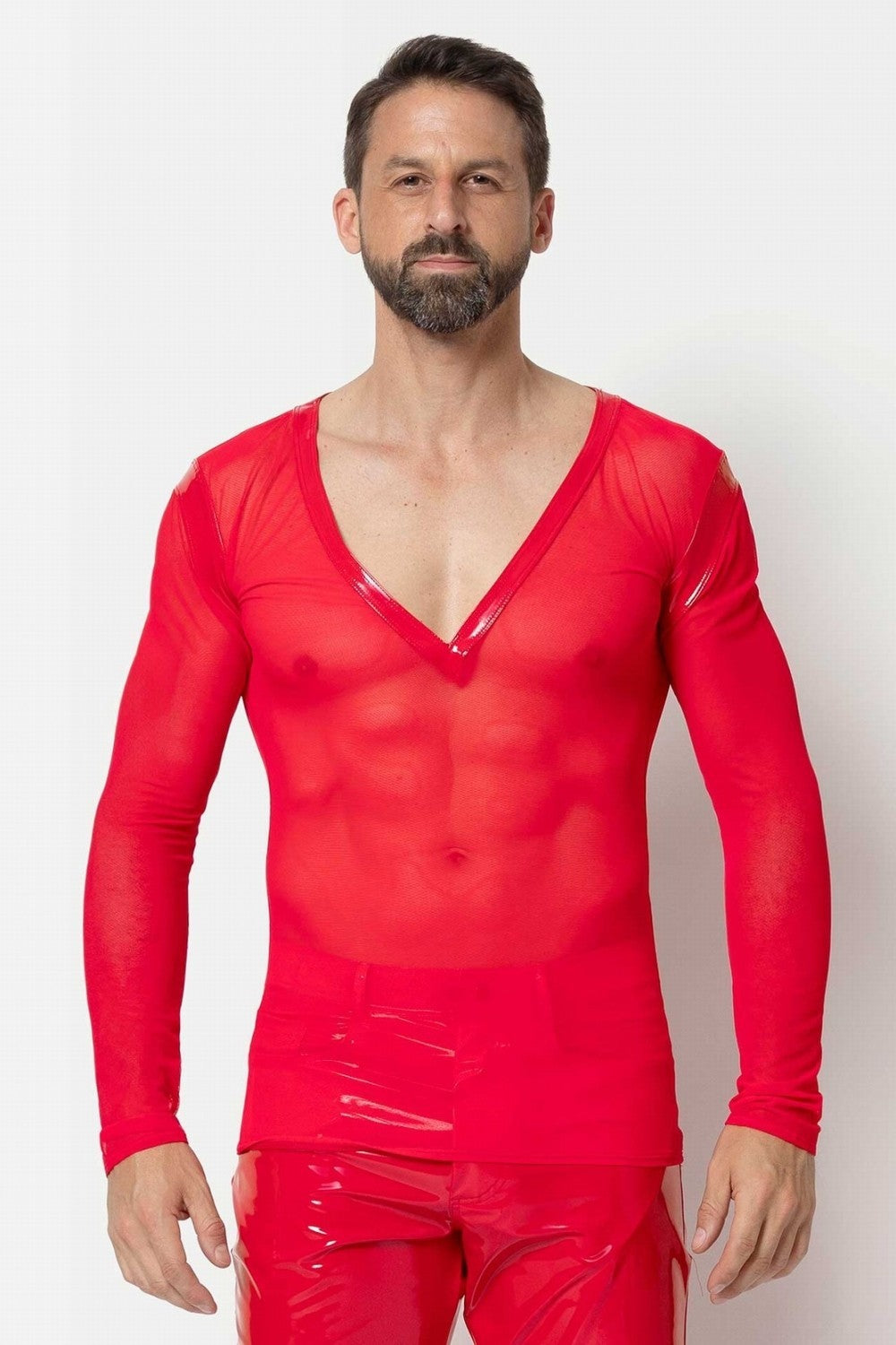 L'Homme by Patrice Catanzaro Rotes Netz-T-Shirt "Ali" |L'Homme by Patrice Catanzaro