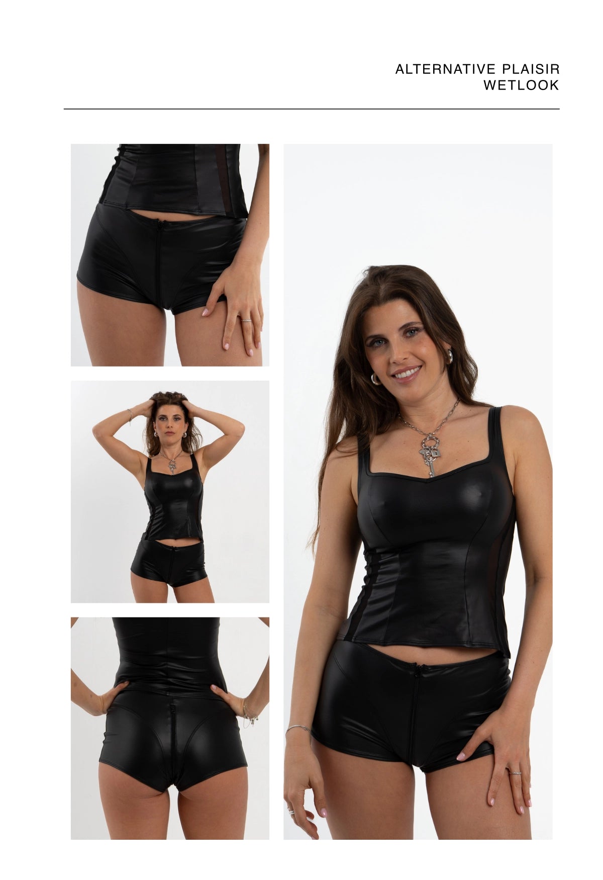 Wetlook-Short mit durchgehendem Reissverschluss – Alternativ Plaisir