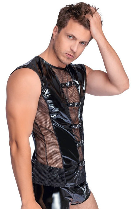 Ärmelloses Shirt im Lack - Netz - Mix - Hinreissend