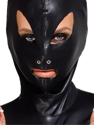 Bondage Set Damen mit Kopfmaske und Harness-String Schwarz – Bad Kitty