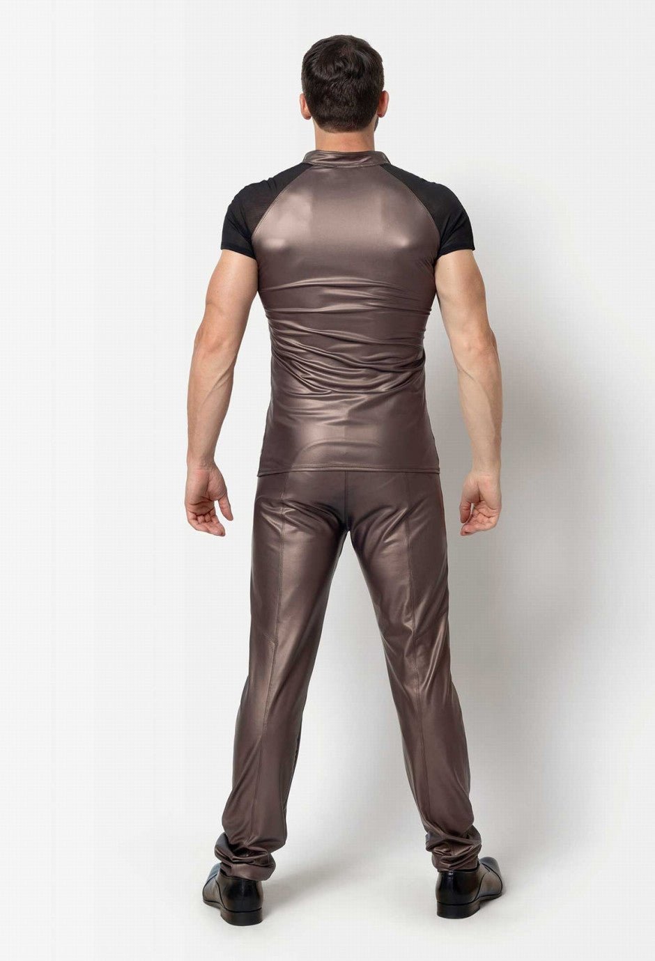 Braune Wetlook Herren Hose "Ketil" von Patrice Catanzaro - Hinreissend