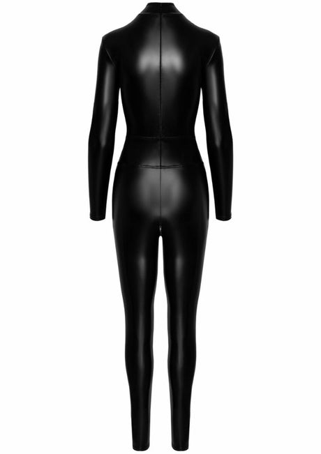 Elastischer Wetlook - Catsuit mit Reißverschlüssen - Hinreissend