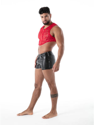 FLUID Spitzen Crop - Top mit Reissverschluss rot – TOF Paris - Hinreissend