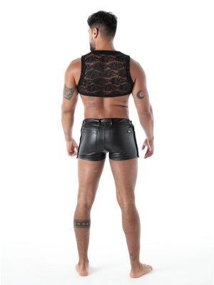 FLUID Spitzen Crop - Top mit Reissverschluss schwarz – TOF Paris - Hinreissend