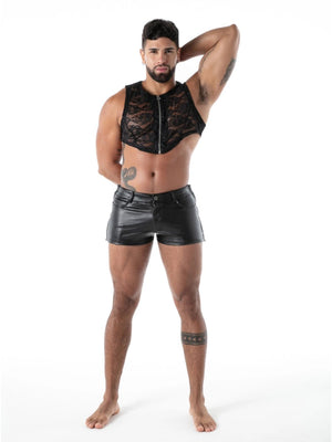 FLUID Spitzen Crop - Top mit Reissverschluss schwarz – TOF Paris - Hinreissend